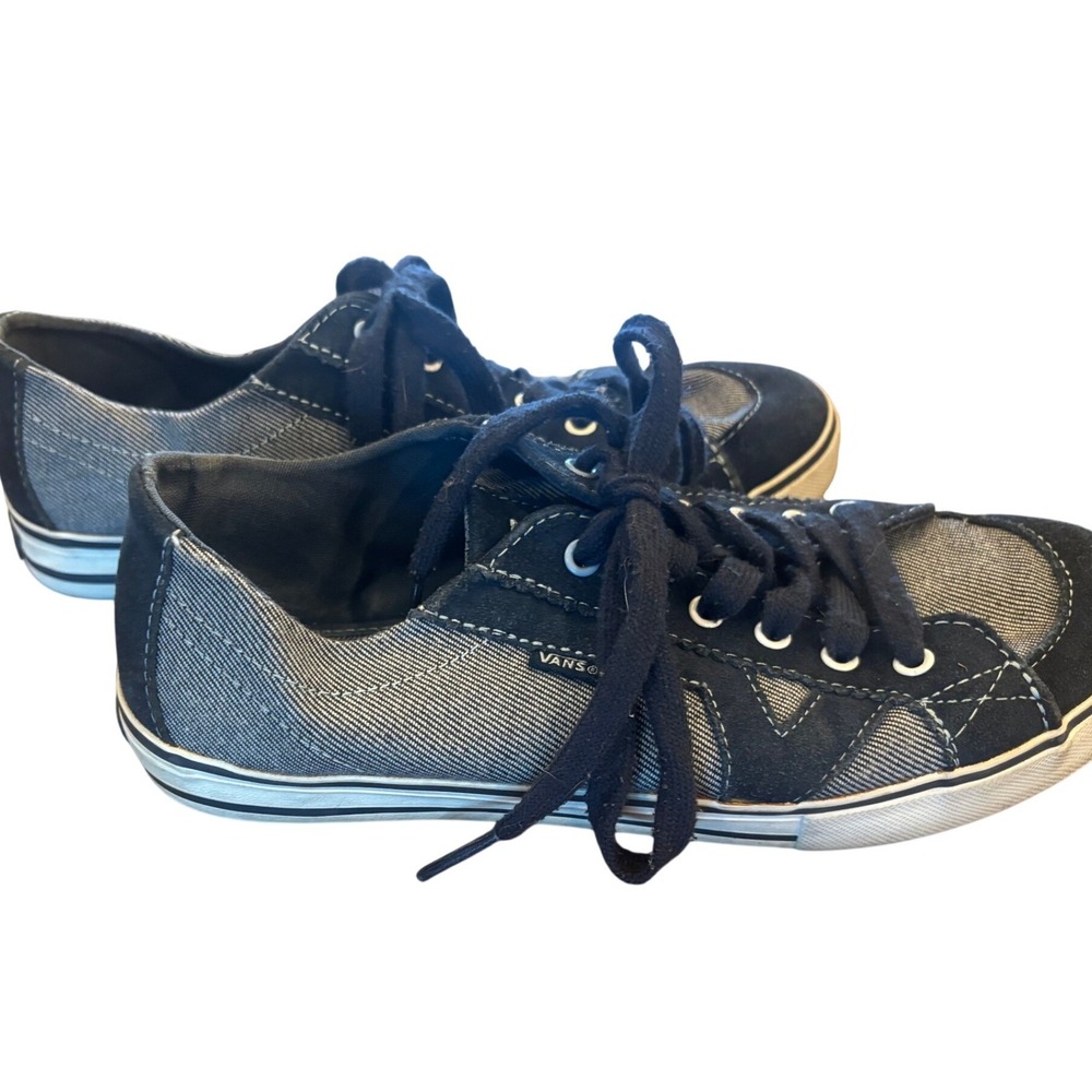 Vans Tory Blue Denim Black Suede Low Top Sneakers VN-0XFQ379 Womens 8